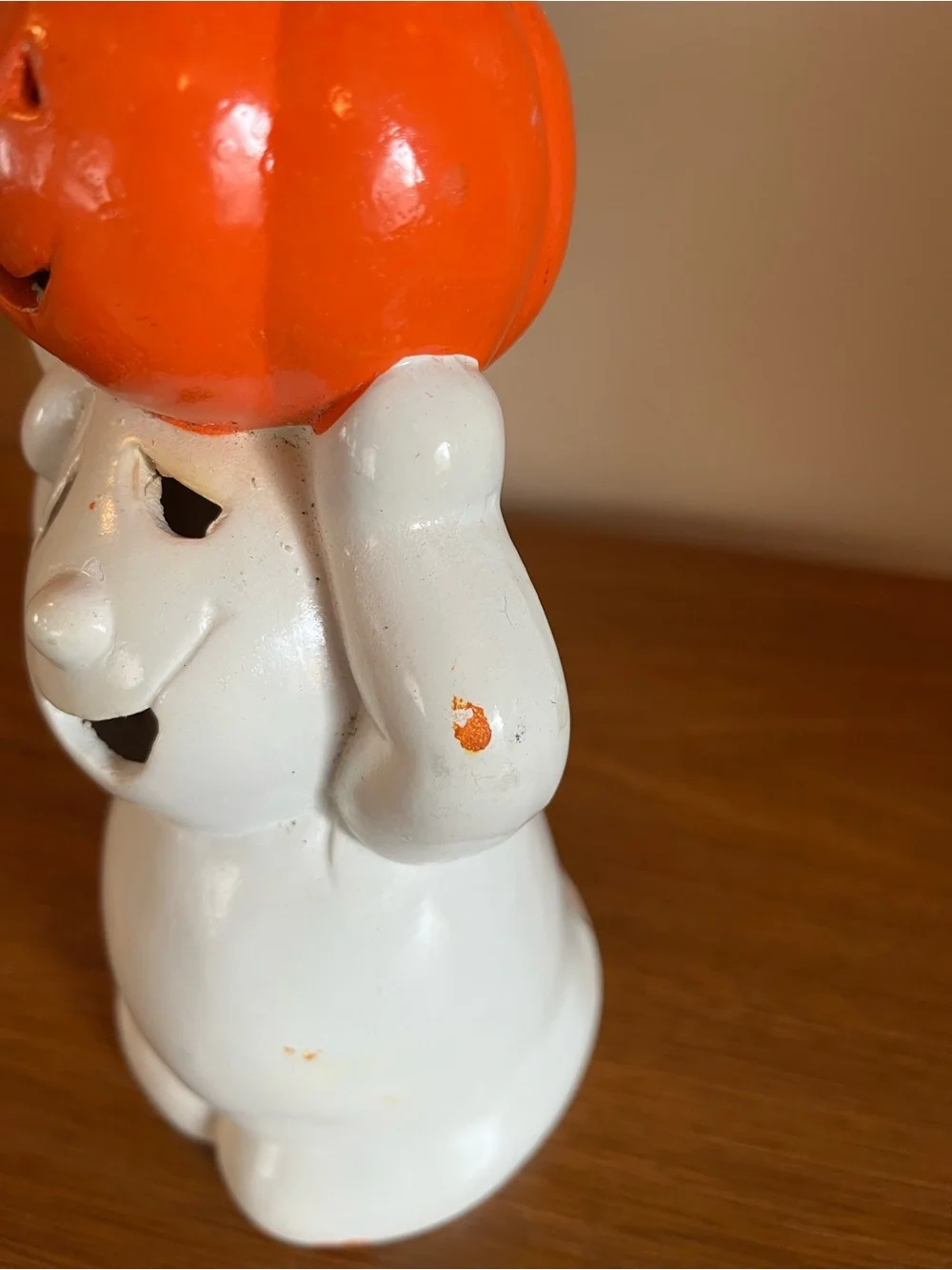Vintage Halloween Ghost Figurine with Pumpkin Head